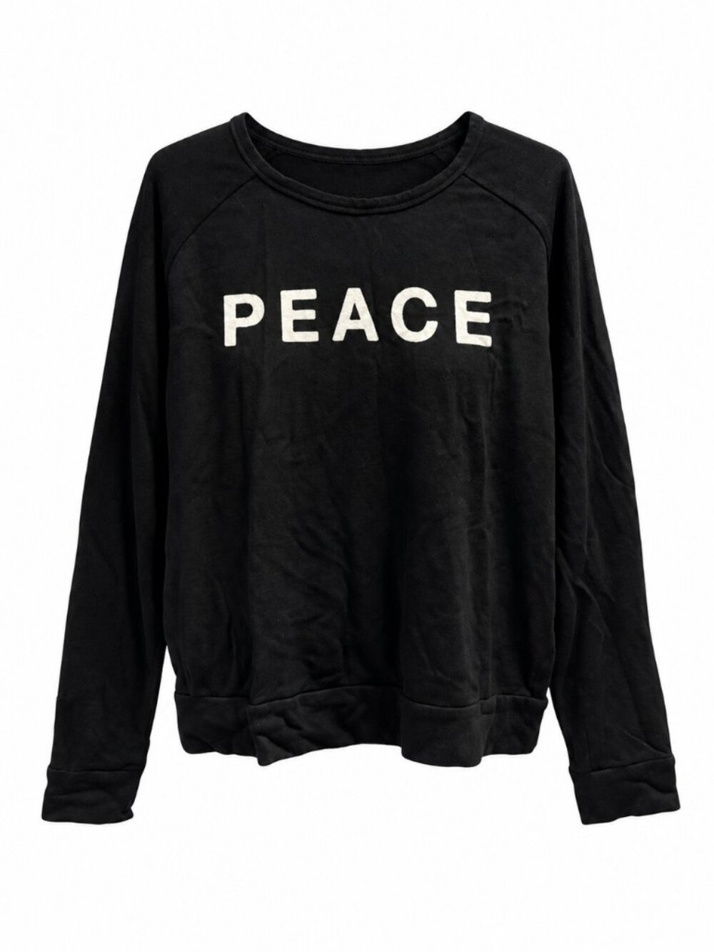 SUNDRY black soft sweatshirt “peace & love” - size 3 (large)